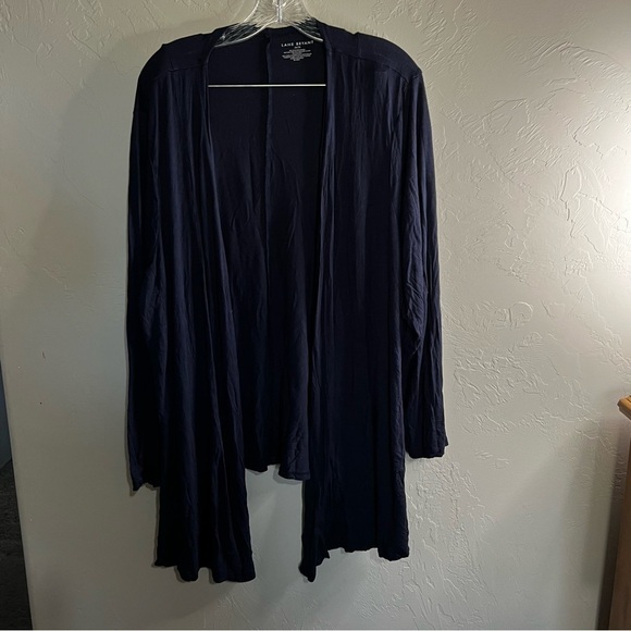 Lane Bryant Navy Blue Soft Fit and Flare Drape Open‎ Front Cardigan - Picture 4 of 7